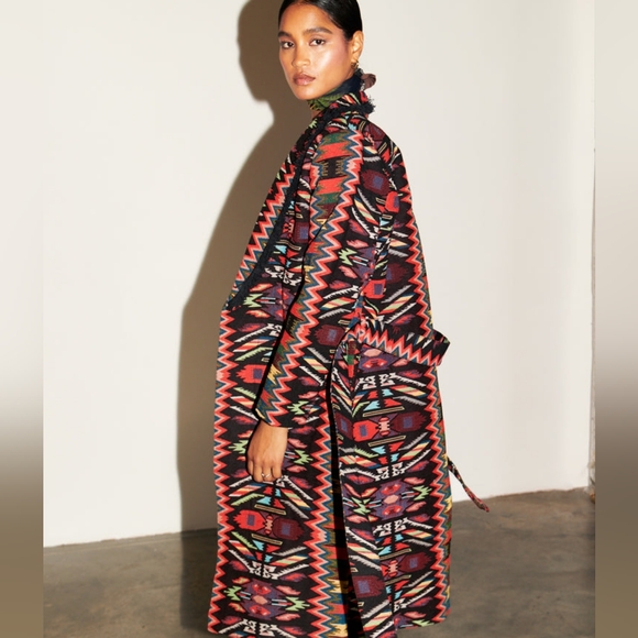 Never Fully Dressed Jackets & Blazers - NEVER FULLY DRESSED 🏷️NWT Bright Native Tribal Ikat Embroidry Blanket Coat XL